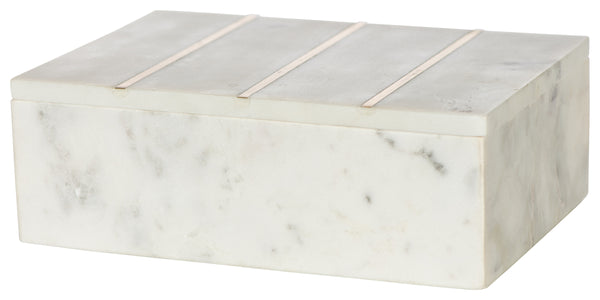 Chandra 7x4 Fluted White Marble Decorative Box with Lid, White Marble -  Jennifer Taylor Home