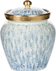 Large Blue And White Round Jar